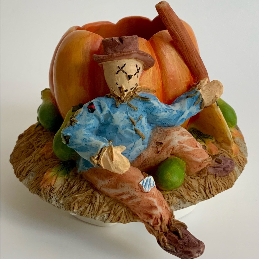 Fall Autumn Harvest Candle Capper Stopper Pumpkin and Scarecrow Topper